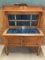 ART NOVEAU WASH STAND WITH BLUE TILE BACK SPLASH AND TOP,