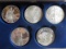 (5) ONE TROY OZ SILVER COINS & ROUNDS: