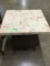 FOSSIL LIMESTONE TOP WOVEN METAL TABLE
