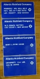 4 PORCELAIN ATALANTIC RICHFIELD CO LEASE, BATTERY AND WELL SIGNS