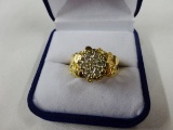 10KT YELLOW GOLD AND DIAMOND GENTS NUGGET STYLE  RING