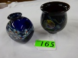 2 AMERICAN STUDIO GLASS VASES, ONE IS SIGNED