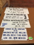 4 PORCELAIN LEASE & WELL SIGNS: