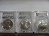 (3) 2016 PCGS GRADED MS70 FIRST STRIKE 30TH ANNIVERSARY SILVER AMERICAN EAGLE COINS