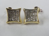 PAIR 14KT YELLOW GOLD & DIAMOND EARRINGS