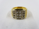 14KT YELLOW GOLD AND DIAMOND GENT'S RING