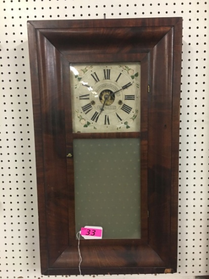 FORESTVILLE MANUFACTURING CO.  BRISTOL CT, EIGHT DAY WALL CLOCK,