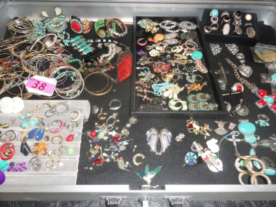 LARGE LOT OF COSTUME JEWELRY- BRACELETS,PINS AND PENDANTS