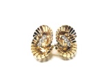 PAIR OF 14KT YELLOW GOLD CLIP EARRINGS WITH 3 DIAMONDS EACH