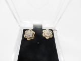 PAIR OF 14KT YELLOW GOLD STUD EARRINGS WITH 7 .5 PT DIAMONDS EACH