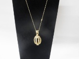 10 KT YELLOW GOLD ROPE CHAIN WITH PENDANT SET WITH MULTI COLORED STONES