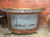 CEDAR  & METAL FRONT RECEPTION DESK/BAR