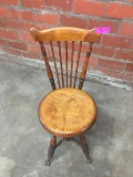 VINTAGE PIANO STOOL WITH GLASS BALL AND CLAW FEET