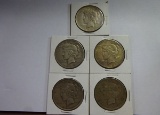 (5) PEACE SILVER DOLLARS: 1922-D, 1923, 1926-S, 1928-S, 1935-S