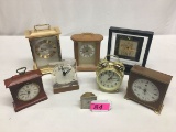 (8) ALARM & SMALL MANTLE CLOCKS