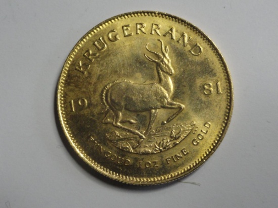 1981 SOUTH AFRICAN KRUGERAND ONE OUNCE FINE GOLD COIN