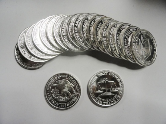 ROLL OF (20) ONE TROY OUNCE .999 FINE SILVER ROUNDS
