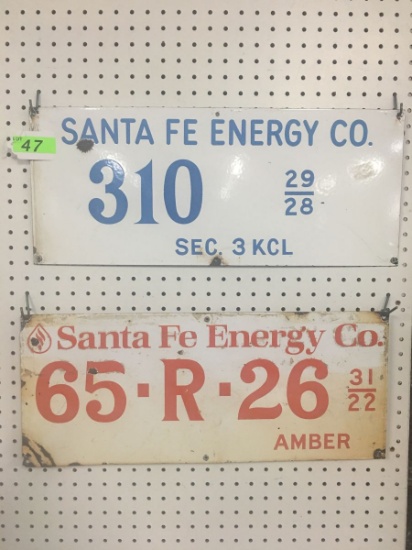 (2) SANTA FE ENERGY CO PORCELAIN SIGNS