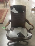 LEATHER AND COWHIDE DESK CHAIR