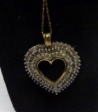 10KT YELLOW GOLD DIAMOND HEART PENDANT WITH 20