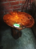 NATURAL WOOD LAMP/SIDE TABLE