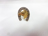 14 KT YELLOW AND DIAMOND HORSE SHOE RING, 5.5 G