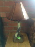 STEER HORN BASE LAMP WITH LEATHER LAMP SHADE