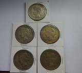 (5) PEACE SILVER DOLLARS: 1922-D, 1923, 1926-S, 1928-S, 1935-S