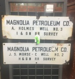 (2) MAGNOLIA PETROLEUM CO PORCELAIN SIGNS: