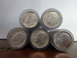 (5) ROLLS OF 50 PRE-1965 SILVER DIMES