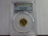 PCGS GRADED MS70 2017 $5 GOLD EAGLE 1/10 ONCE FINE GOLD