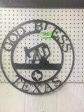 GOD BLESS TEXAS METAL HANGING DISPLAY