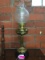 BRASS OIL LAMP (CONVERTED TO ELECTRIC) WITH FROSTED,ETCHED GLOBE