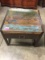 RUSTIC SIDE TABLE, IRON BASE, DISTRESSED & PAINTED TOP, SINGLE DRAWER, NEW