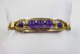 10 KT YELLOW GOLD AND AMETHYST BEAD BRACELET