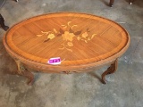 FRENCH STYLE COFFEE TABLE WITH FLORAL INLAY TOP