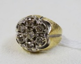 GENTS 14 KT GOLD AND DIAMOND RING WITH 7 ROUND BRILLIANT CUT DIAMONDS,5.06 GRAMS