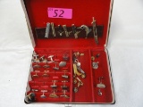 LARGE LOT OF TIE CLIPS & CUFF LINKS IN SMALL TRAVELING CASE