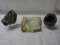 MINERAL SPECIMENS: AMETHYST GEODE, PYRITE SPECEMIN AND ONYX ASHTRAY