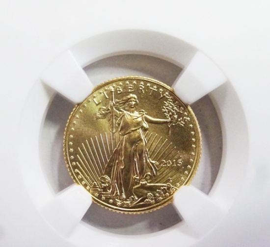 GRADED 1/10 OZ $5 GOLD EAGLE, MS70