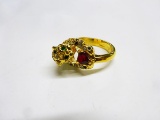 LADIES 14KT (STAMPED) YELLOW GOLD FASHION RING IN THE FORM OF A LEOPARD