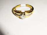 LADIES 14KT YELLOW GOLD AND DIAMOND RING