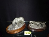 (2) AUDUBON PEWTER SCULPTURES, FLORIDA PANTHER & GRIZZLY BEAR