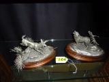 (2) AUDUBON PEWTER SCULPTURES, TIMBER WOLF & DEER