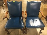 PAIR OF BLUE LEATHER CHAIRS