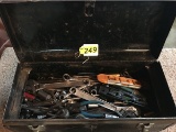 CRAFTSMAN METAL TOOL BOX WITH ASSORTED TOOLS