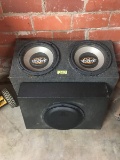 (3) CAR SPEAKERS: 1 SPEAKER BOX WITH 2 KICKER CVR SPKS & 1 BOX WITH A JL AUDIO SPEAKER