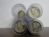 (166) MERCURY DIMES, (2) BARBER DIMES