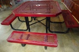 STEEL PICNIC TABLE WITH ATTACHED SEATS