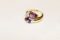 14KT YELLOW GOLD AMETHYST & DIAMOND RING